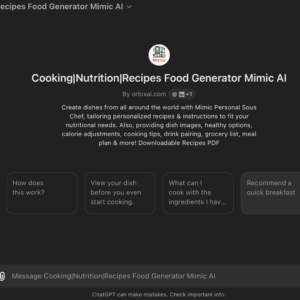 Cooking Nutrition Recipes Food Generator Mimic AI